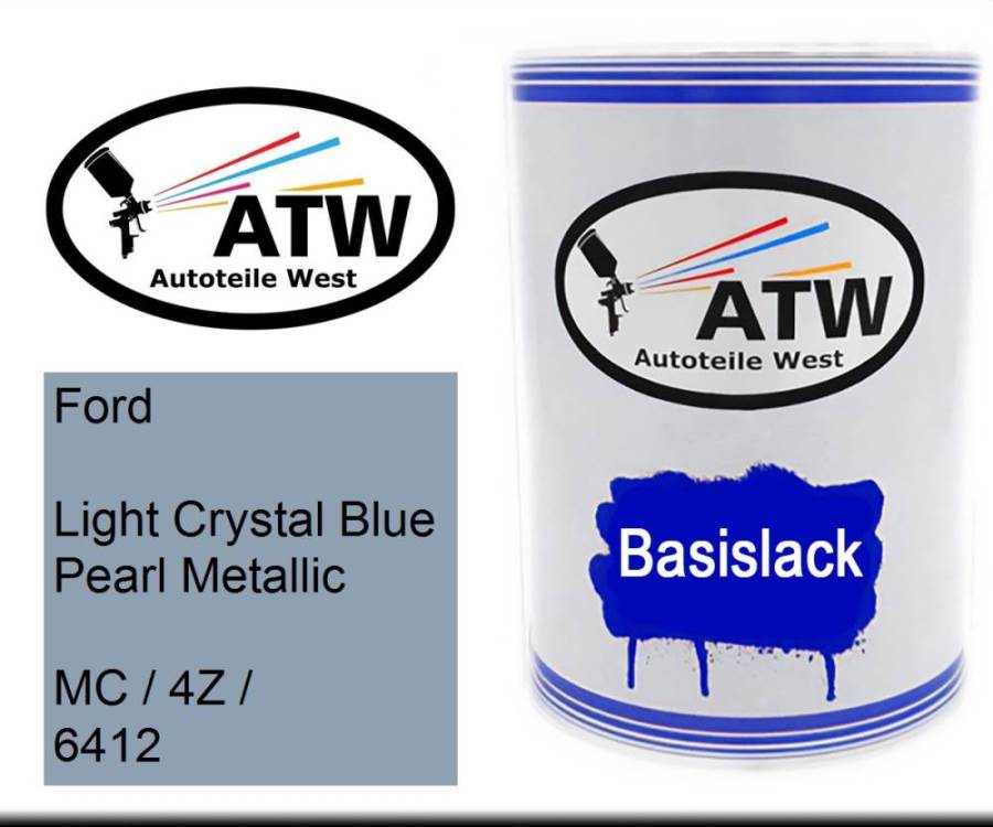 Ford, Light Crystal Blue Pearl Metallic, MC / 4Z / 6412: 500ml Lackdose, von ATW Autoteile West.